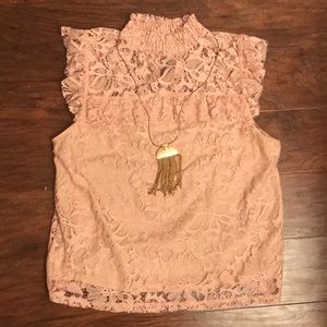 TOP SHOP LACE TURTLENECK TOP